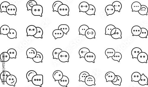 LINE, Meetup, Tumblr, Quora, Slack, Location Pin, Phone Call, Video Play, and Chat Bubble Symbols on White Background – Modern Minimalist Vector Bundle