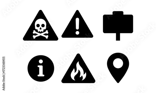 Vector safety signs collection for informative and warning uses in design projects