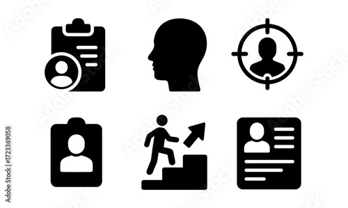 Recruitment icons set for hiring and interview processes – ideal for corporate design, presentations, and hr materials