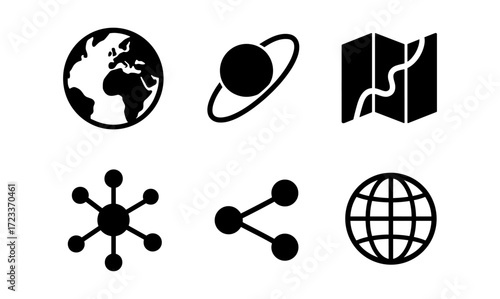 Geography and networks icons for communication and connection design
