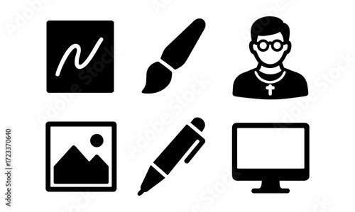 Creative tools illustration set featuring artist elements for design and digital projects
