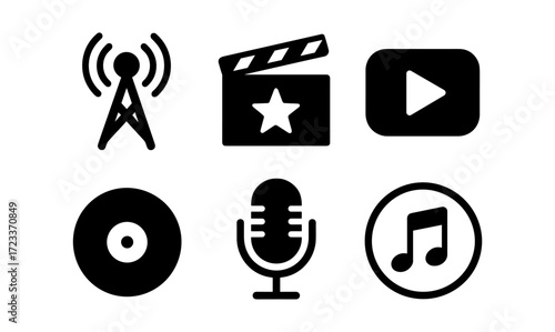 Media industry icons collection for digital and print design