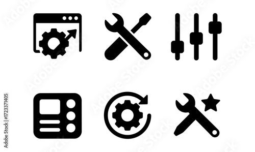 Technical icons set for digital tools and interface design