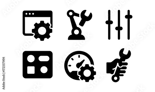 Technical icons set for engineering and automation design
