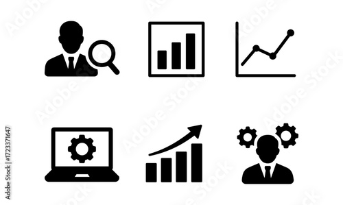 Business analytics icons for data analysis and visualization