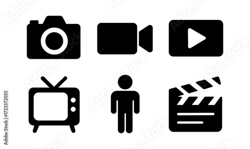 Collection of simple vector media icons for digital design and communication projects