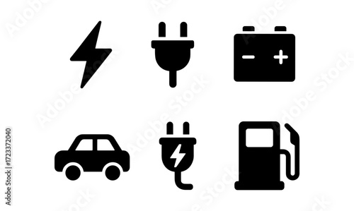 Energy elements vector icons for sustainable power and technology design projects
