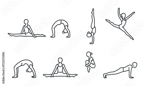 Silhouette yoga poses collection for fitness and flexibility