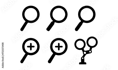 Magnification tools icons collection for educational or tech designs