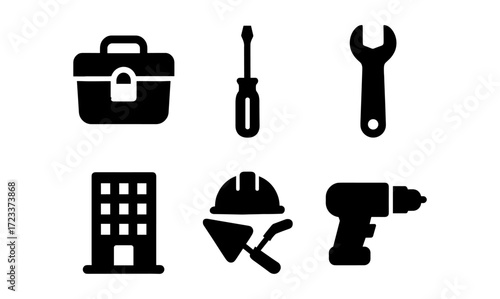 Minimalist tool vector set for construction and repair projects