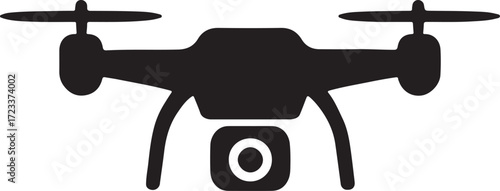 Dron, vector illustration of an airplane silhouette
