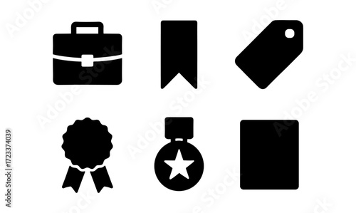 Business award icons set for achievements and recognition designs
