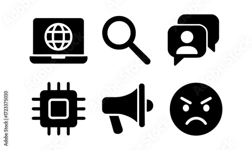 Minimalist technology and communication icons set for design and digital projects