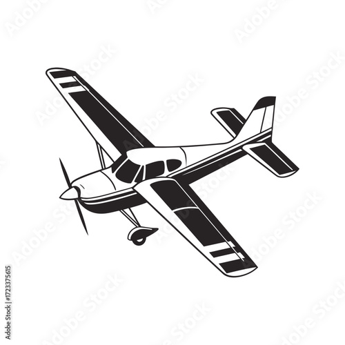 Classic single engine propeller aircraft illustration