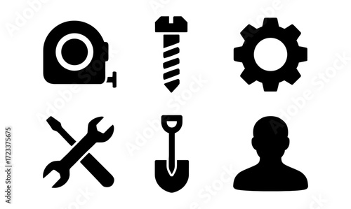 Tool and hardware icons for construction and repair design projects