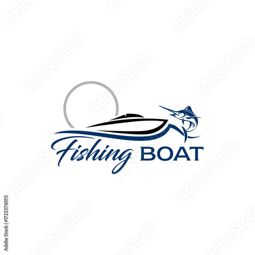 Fishing Boat Rent Logo Billfish Template Vector Logo 