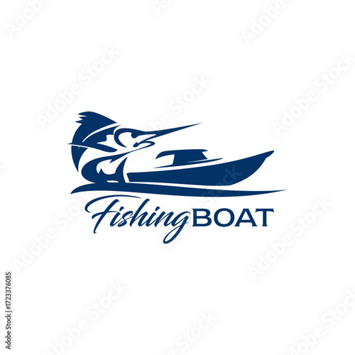 Fishing Boat Rent Logo Billfish Template Vector Logo 