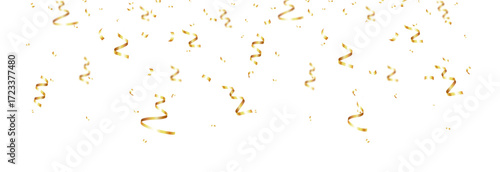 Vector golden confetti PNG. Confetti falling from above on an isolated transparent background. Suitable for Christmas or holiday scenes.