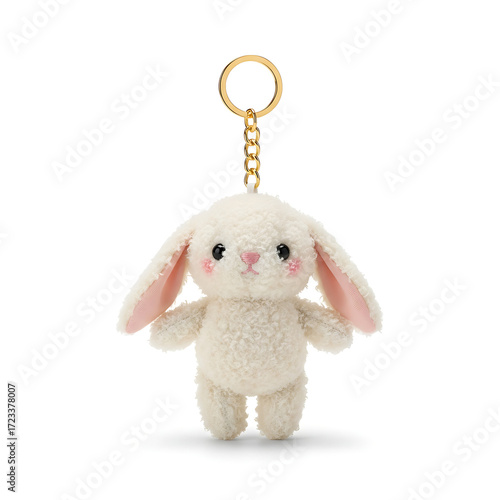 Cute Fluffy Bunny Doll Keychain - Kawaii Collectible Toy