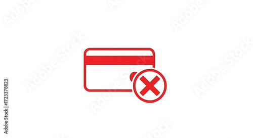 Red credit card icon with a red x mark indicating cancellation or invalidity on a white background ai generated