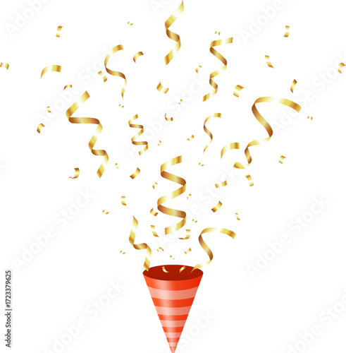 Vector gold confetti png. Explosion of a firecracker with confetti. Confetti, serpentine, tinsel PNG..