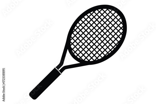 tennis racket icon silhouette vector illustration