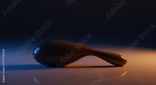 Abstract Shiny Object with Smooth Curves in Dramatic Lighting