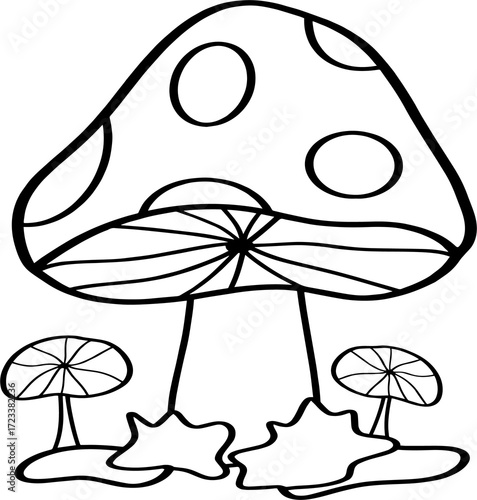 Doodle mushroom digital sticker, icon, sign, label, planner, sticker, scrapbook sticker, T Shirt design or crafts and more.
