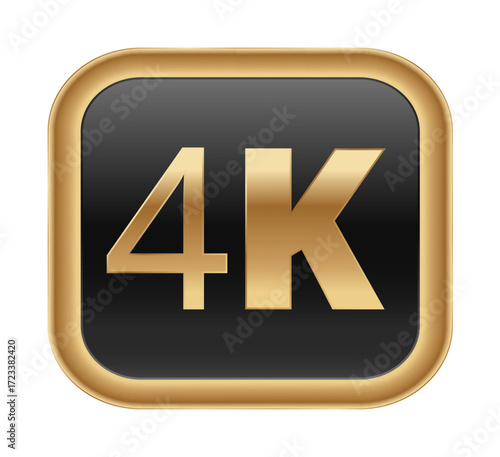 4k gold and black icon: high-resolution display technology symbol.