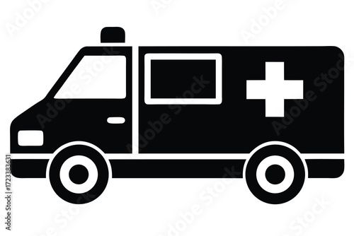 ambulance icon silhouette vector illustration