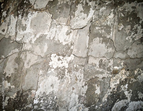 Weathered concrete wall with deep cracks