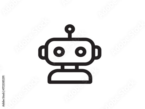 Friendly chatbot icon with futuristic clean vector line art
