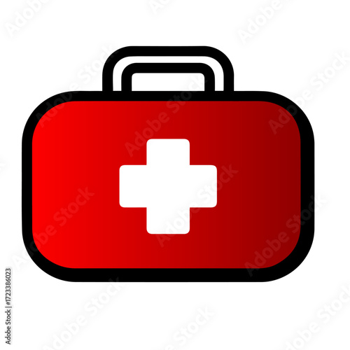 Red First Aid Kit With White Cross Symbol - Emergency Medical Supply Box