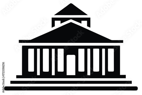 court building icon silhouette vector illustration