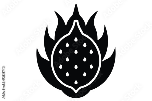 dragon fruit icon silhouette vector illustration