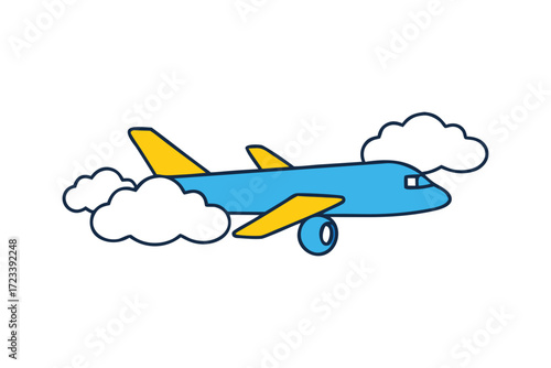 Airplane flying in the clouds the concept of travel, vacation, transportation
