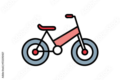 Illustration of a red gray electric bike, perfect for ecofriendly transportation or urban mobility designs