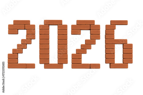 Pixel Brick Year 2026: Brick-Framed Digits