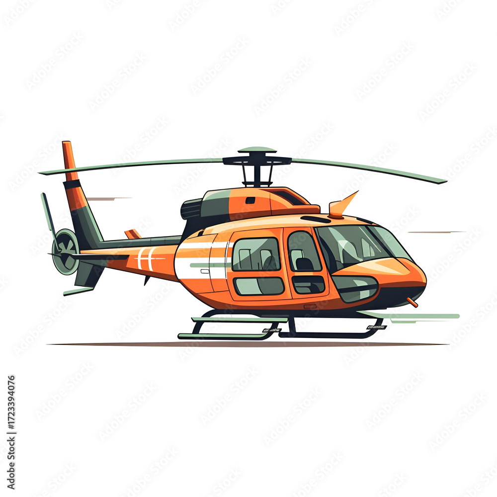 Fototapeta premium Orange Helicopter in Flight. A Stunning Vector Graphic
