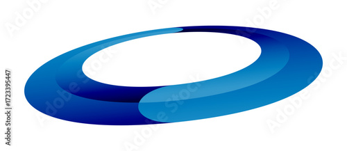 Blue color circle with 2 segments and gradient. Logo or icon for any project. Pespective view.