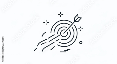 Target with arrow icon goal achieve symbol business success concept vector illustration of marketing aim sign in thin line style