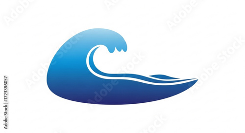 A stylized blue wave illustration, , representing water, ocean, surfing, and coastal themes for graphic design projects