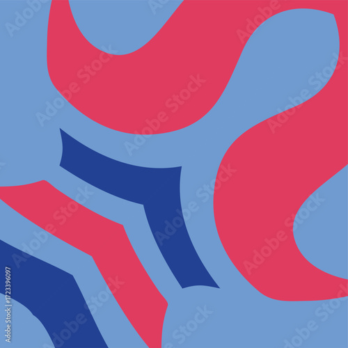 An Abstract Geometric Pattern Featuring Flowing Curves and Bold Shapes in a Vibrant Color Palette.