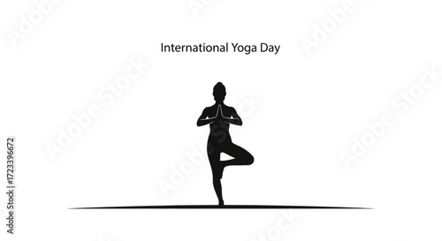 Silhouette of a woman in tree pose for international yoga day the image is a simple and elegant representation of yoga