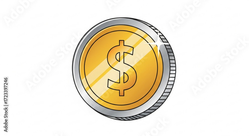 A shiny gold coin with a dollar sign the coin is a symbol of wealth, money, and financial success it can be used in various contexts
