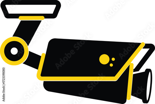 Modern security camera icon with yellow accents