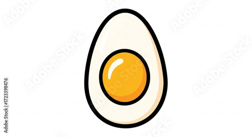 Illustration of a halved boiled egg with a bright yellow yolk, perfect for breakfast menus, cooking blogs, and foodthemed designs