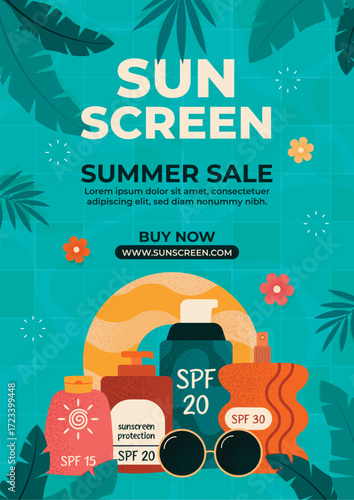 Sunscreen protection spf skin care poster