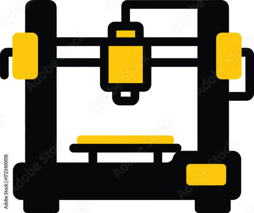 Stylized icon of a 3d printer machine