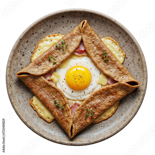Galette complète French buckwheat pancake, isolated on transparent background, png